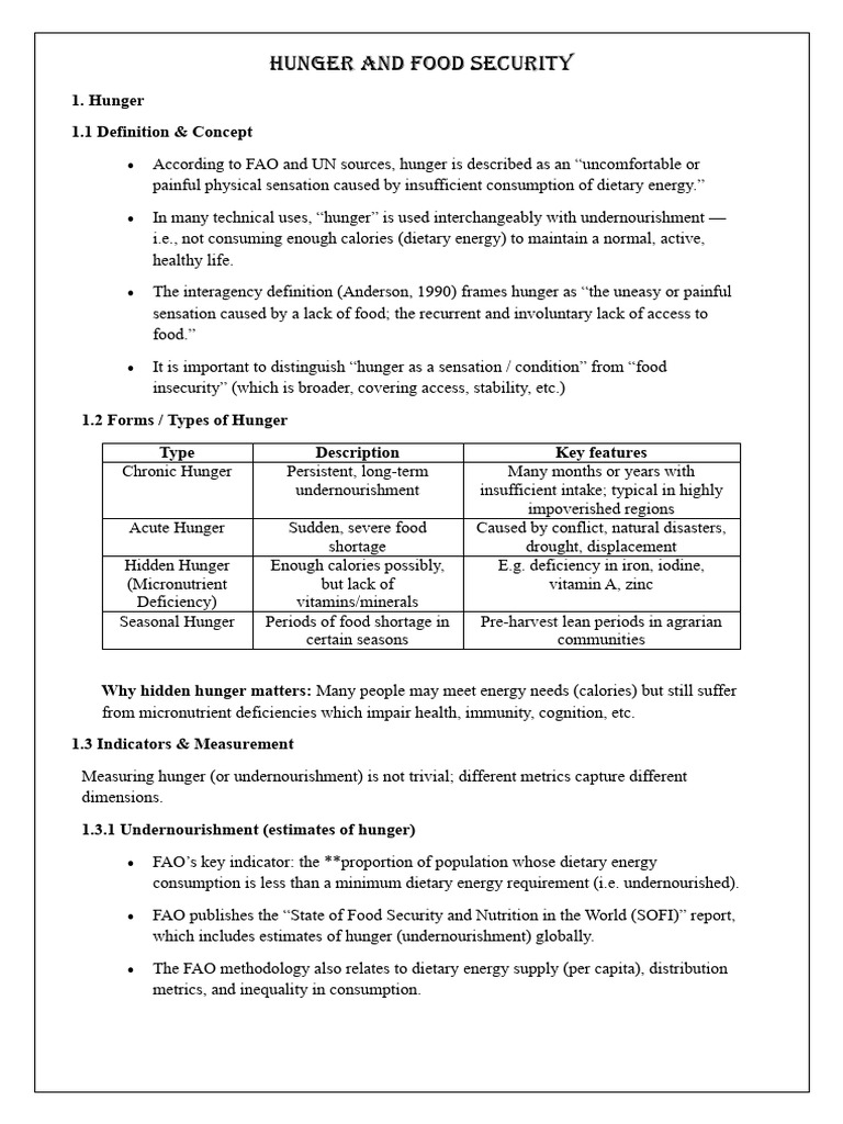 Hunger and Food Security - Meaning | PDF | Food Security | Hunger