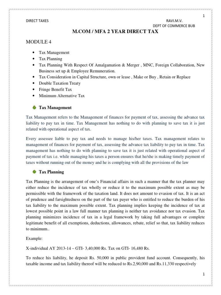 4module TDS, Mat, Tax Planning, Mcom Correspondence | PDF | Employee ...