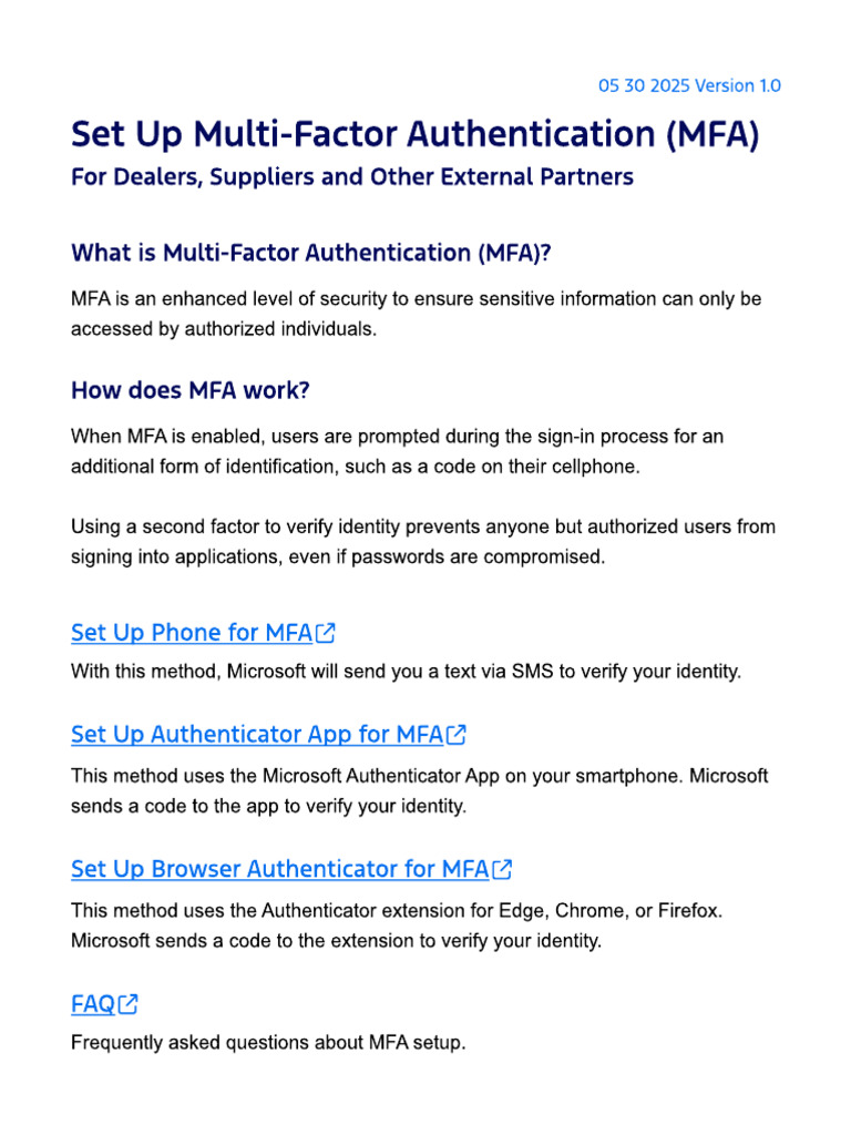 Ford Set Up MFA For Partners Overview | PDF