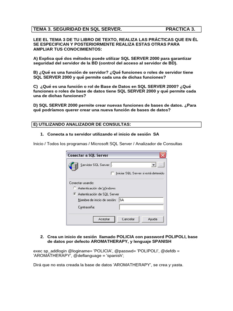 Seguridad en SQL Server 2000: Prácticas y Roles | PDF | Servidor SQL de ...