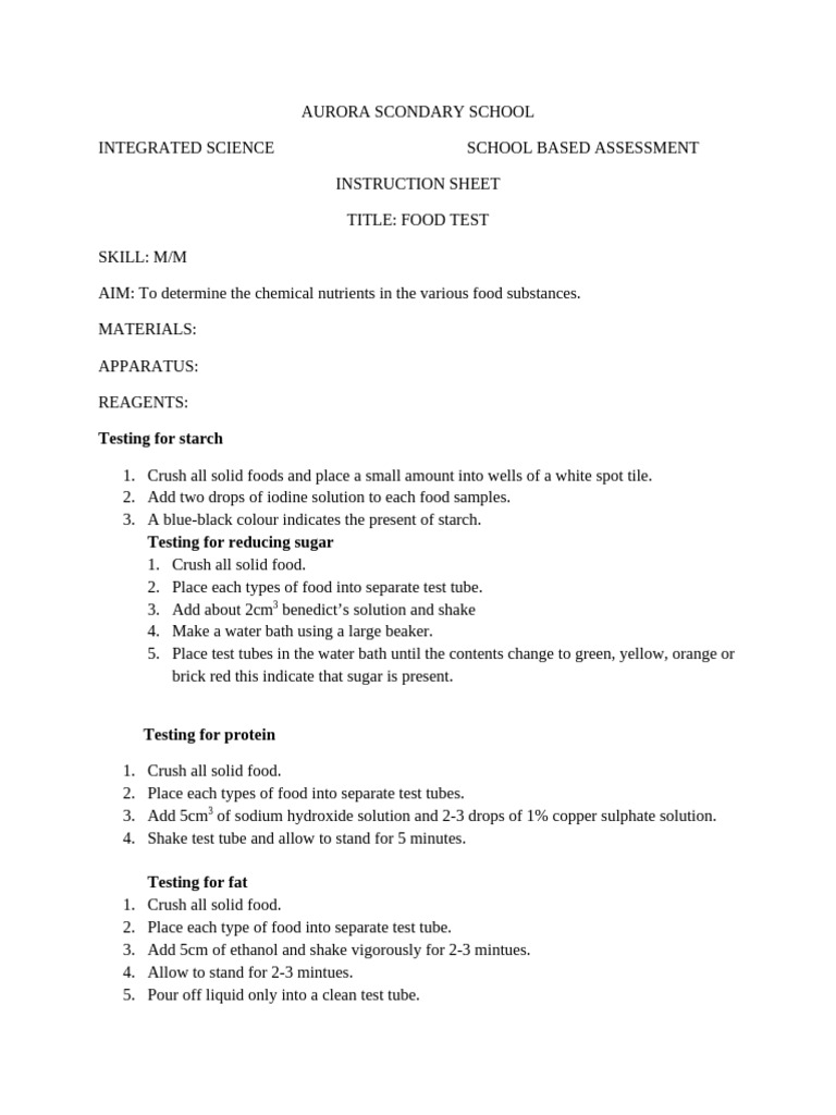 Food Nutrient Testing Procedures | PDF | Chemical Substances | Chemistry