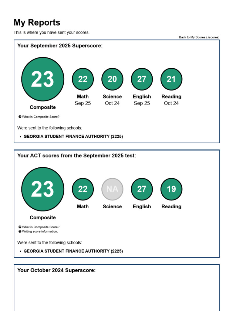 September 2025 ACT Score Report | PDF
