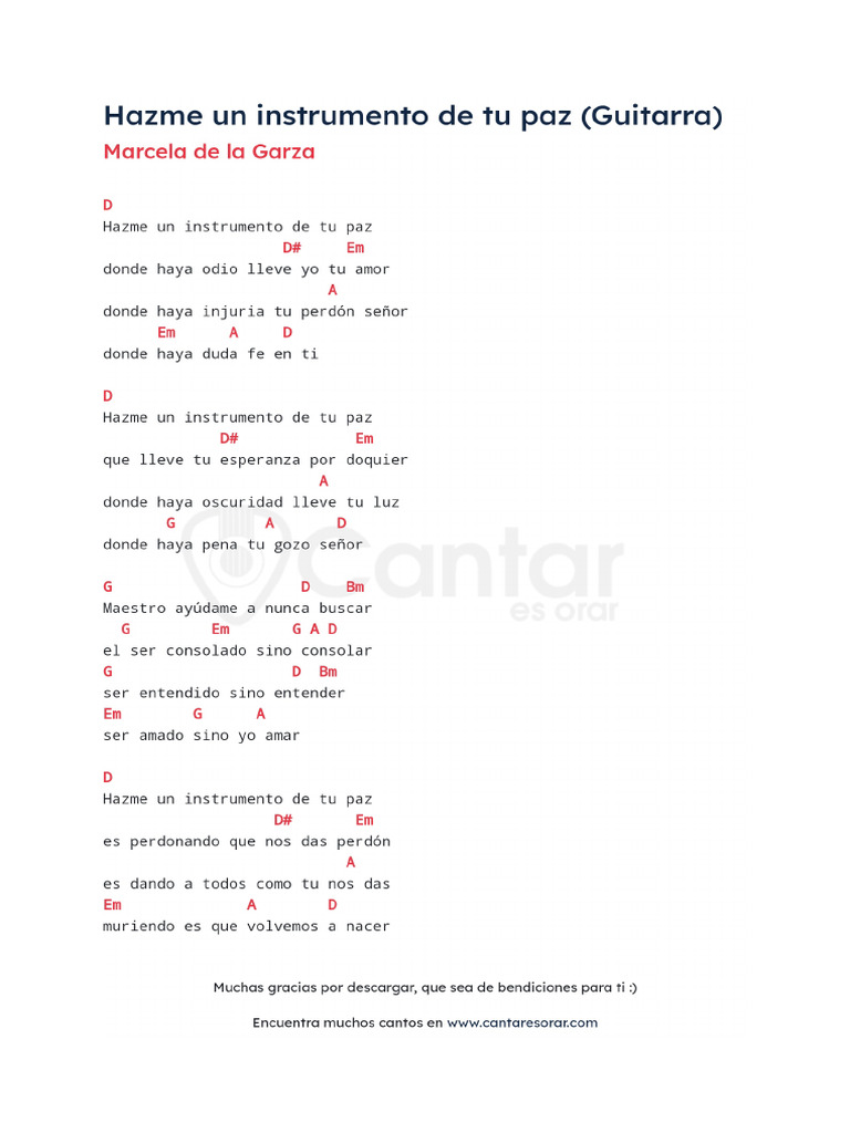 Hazme Un Instrumento de Tu Paz (Guitarra) | PDF
