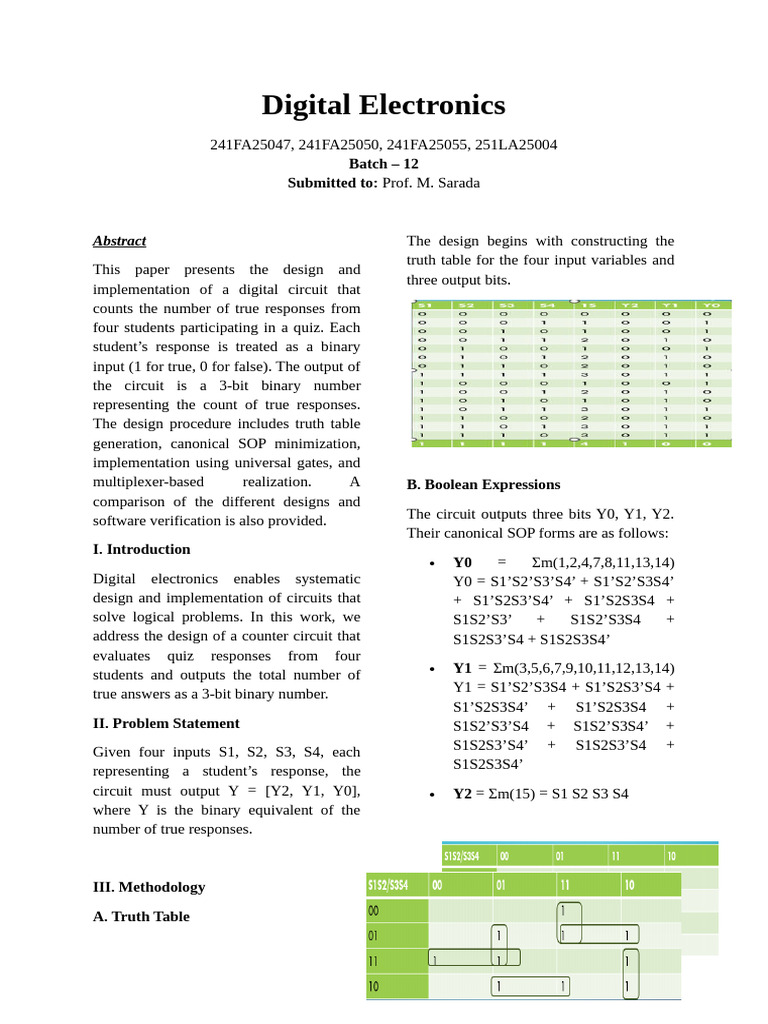 Digital Circuit for Quiz Response Counting | PDF | Digital Electronics ...