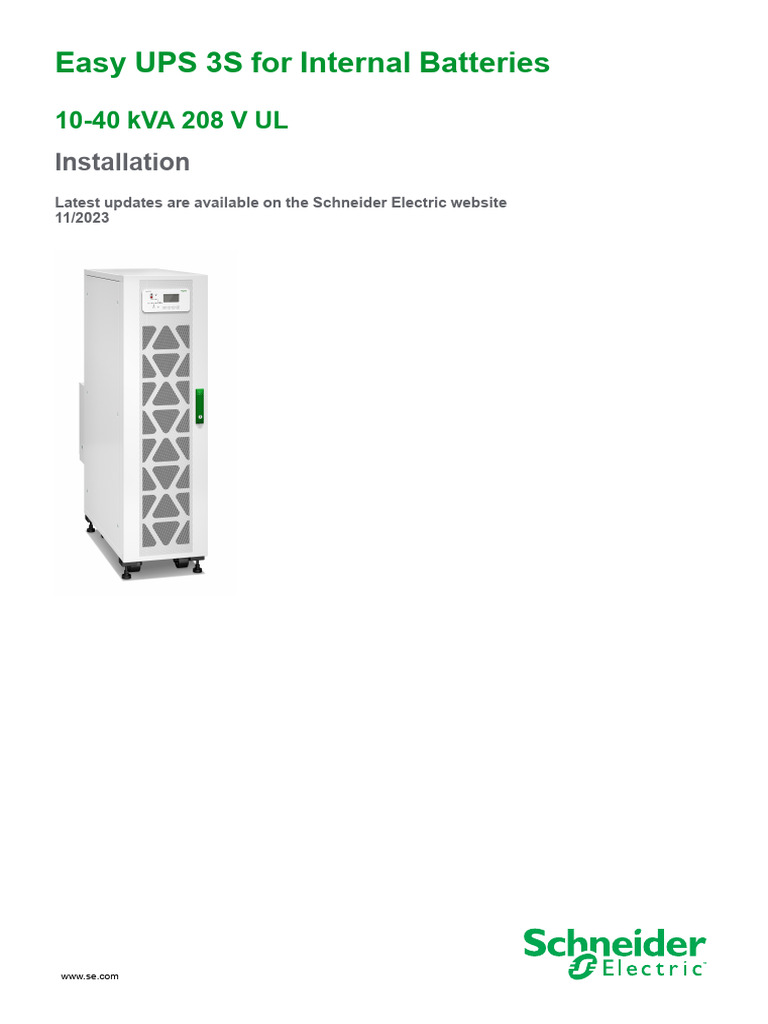 Easy UPS 3S Installation Guide 10-40 kVA | PDF | Safety | Capacitor