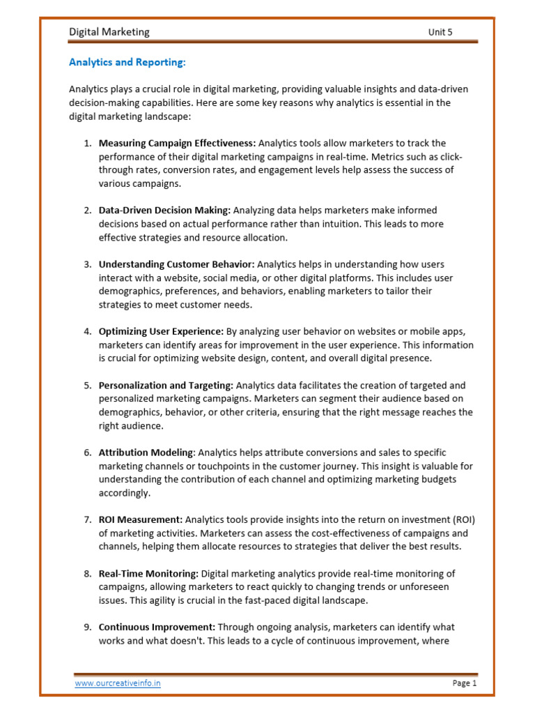 Digital Marketing Unit 5 | PDF | Performance Indicator | Digital Marketing