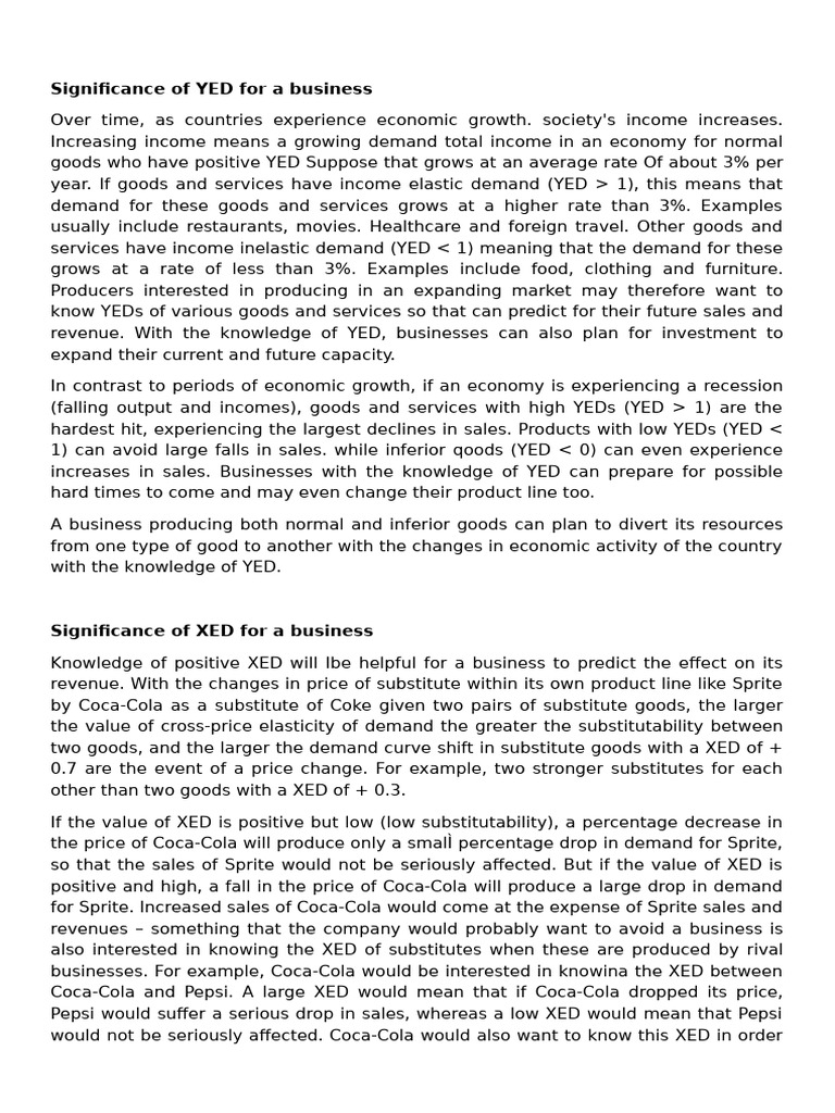 Understanding YED and XED for Business Growth | PDF | Microeconomics ...