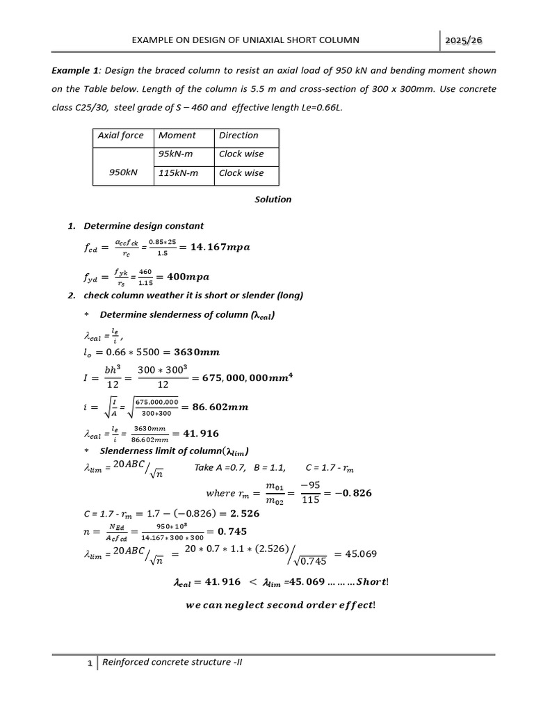 Uniaxial Short Column Design Example | PDF | Mechanical Engineering ...