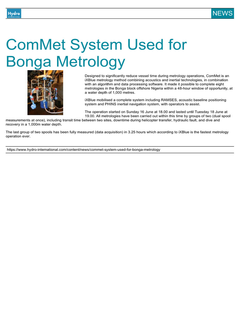 Commet System Used For Bonga Metrology | PDF