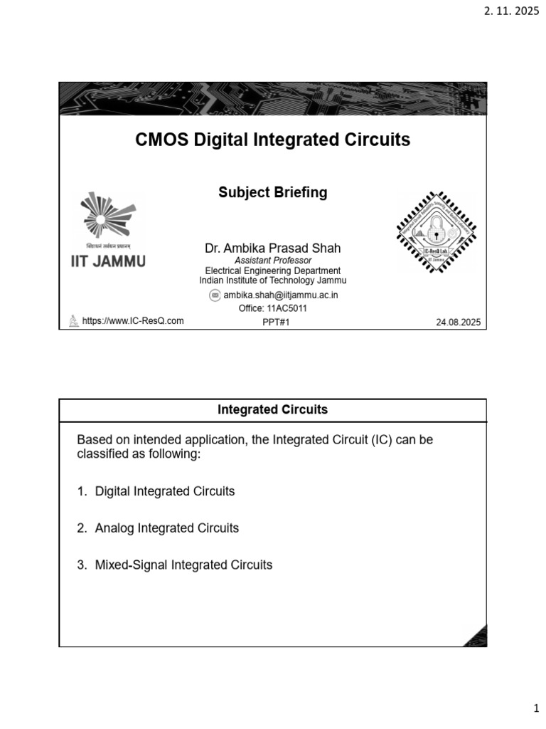 Digital Integrated Circuit Design Course | PDF | Electronic Circuits ...