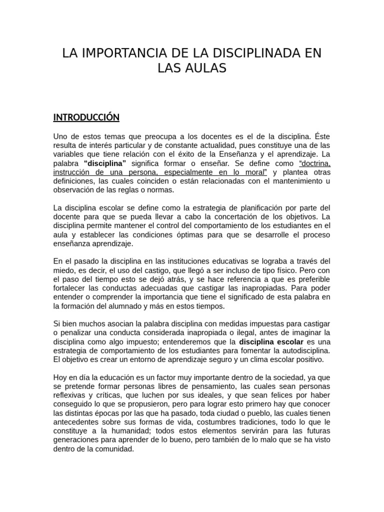 Disciplina Escolar y Rendimiento Académico | PDF | Disciplinas | Enseñando