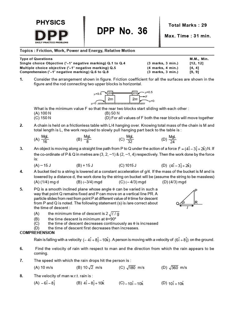 DPP 36 | PDF | Force | Physical Phenomena