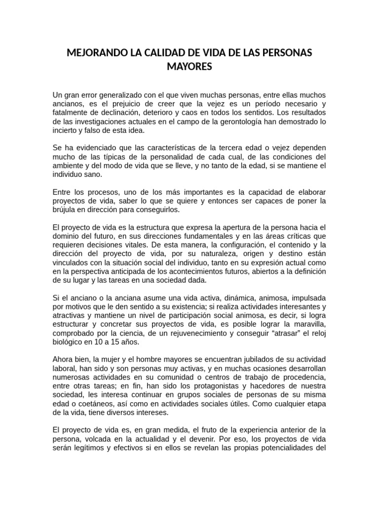 Calidad de Vida | PDF | Vejez | Soledad
