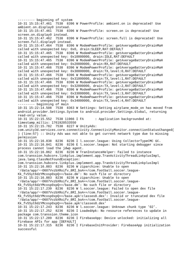 Android Log Warnings and Errors | PDF | Computing | Software