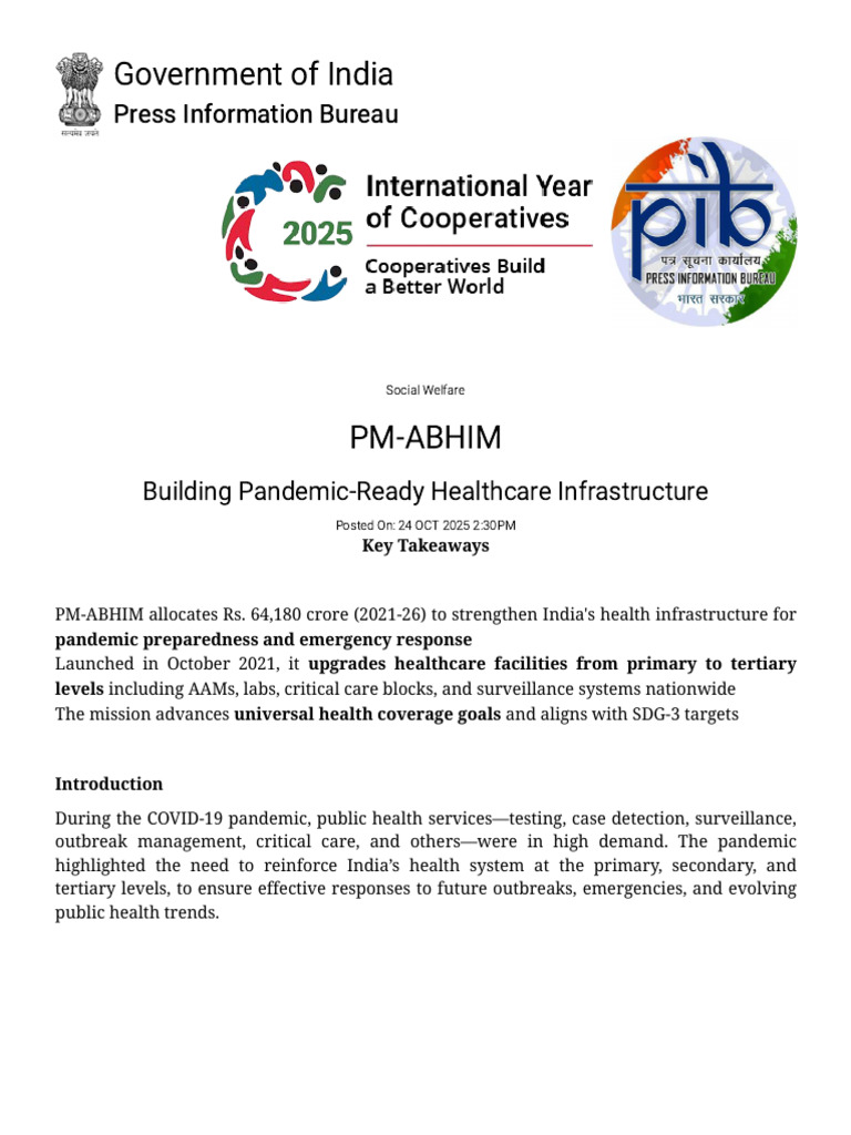 Strengthening India's Health Infrastructure | PDF | Pandemic | Public ...