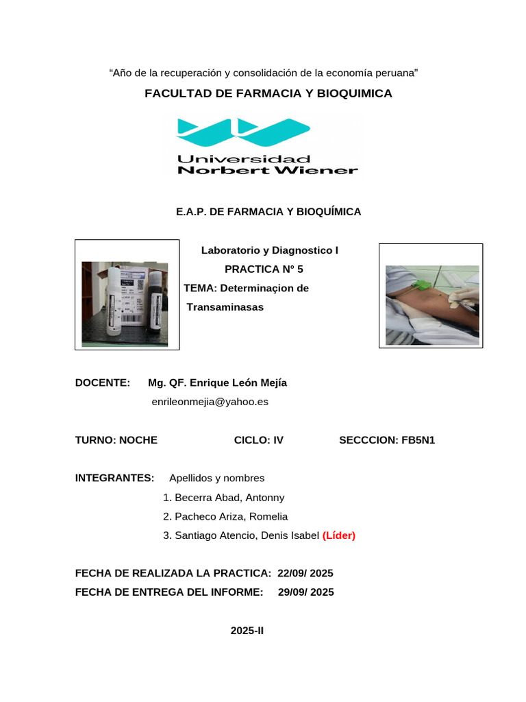 Determinación de Transaminasas en Laboratorio | PDF | Transaminasa ...