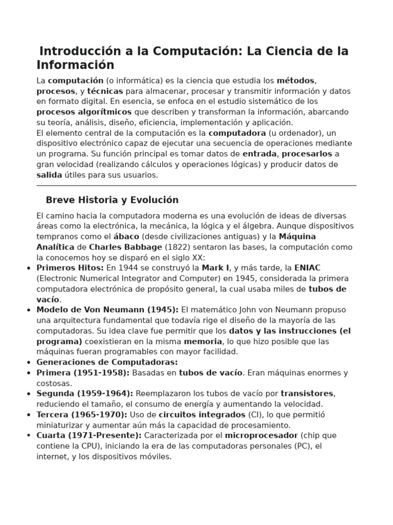 Introducción a la Computación y sus Componentes | PDF | Hardware de la ...