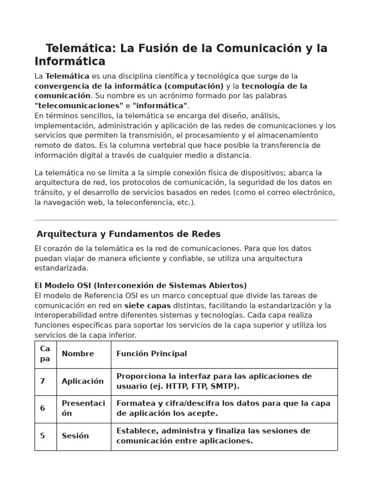 Telemática: Comunicación e Informática | PDF | Protocolos de internet ...
