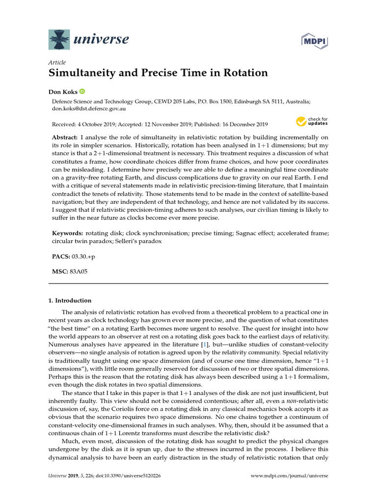 Relativistic Rotation and Simultaneity Analysis | PDF | Special ...