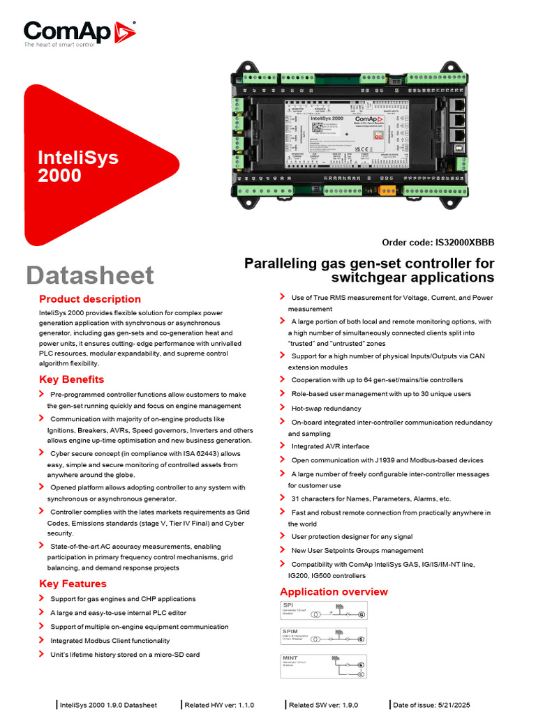 InteliSys 2000 Gas Gen-Set Controller | PDF | Power Supply | Power ...
