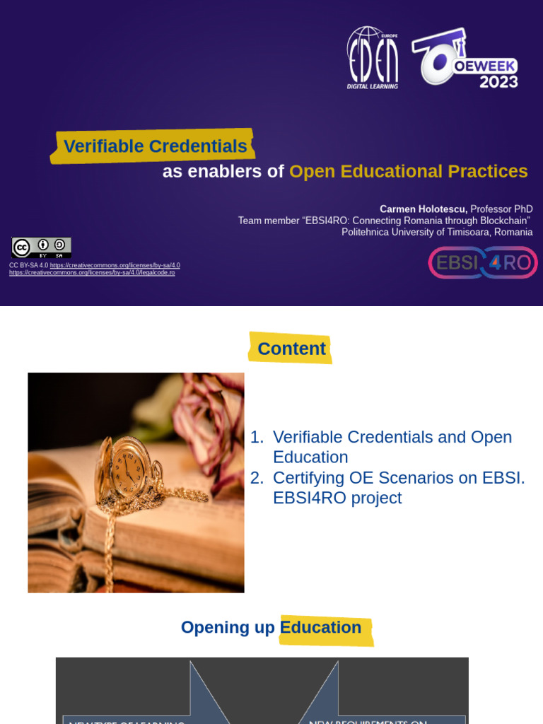 Verifiable Credentials As Enablers of Open Educational Practices | PDF ...