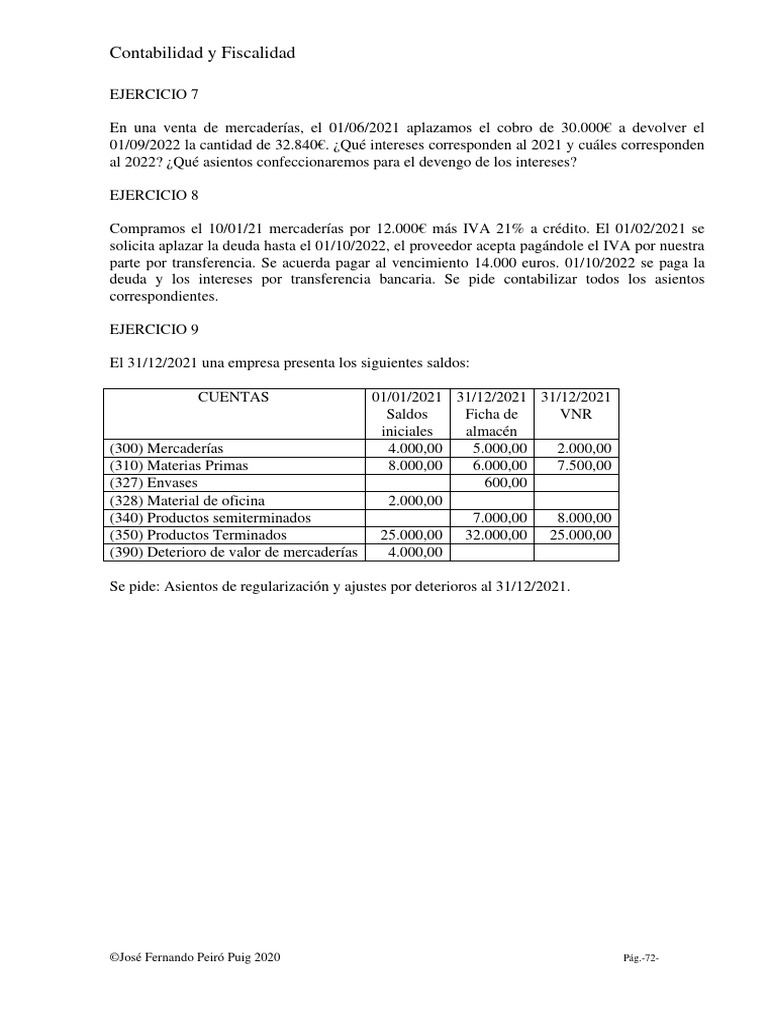 Ejercicios de Contabilidad y Fiscalidad | PDF | Interés | Contabilidad
