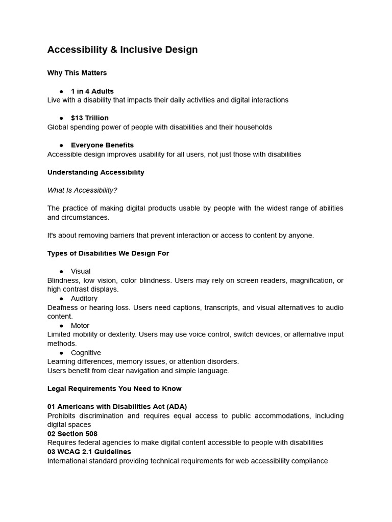 Accessibility Inclusive Design | PDF | Accessibility | Visual Impairment