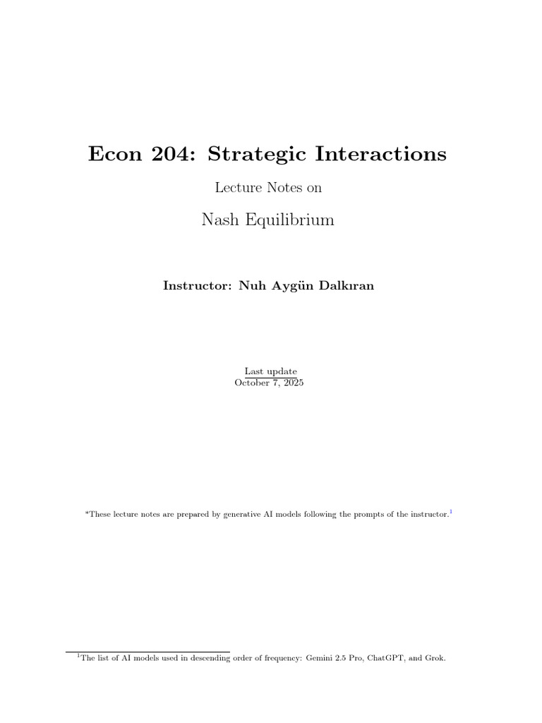 Nash Equilibrium | PDF | Mathematics | Mathematical Economics