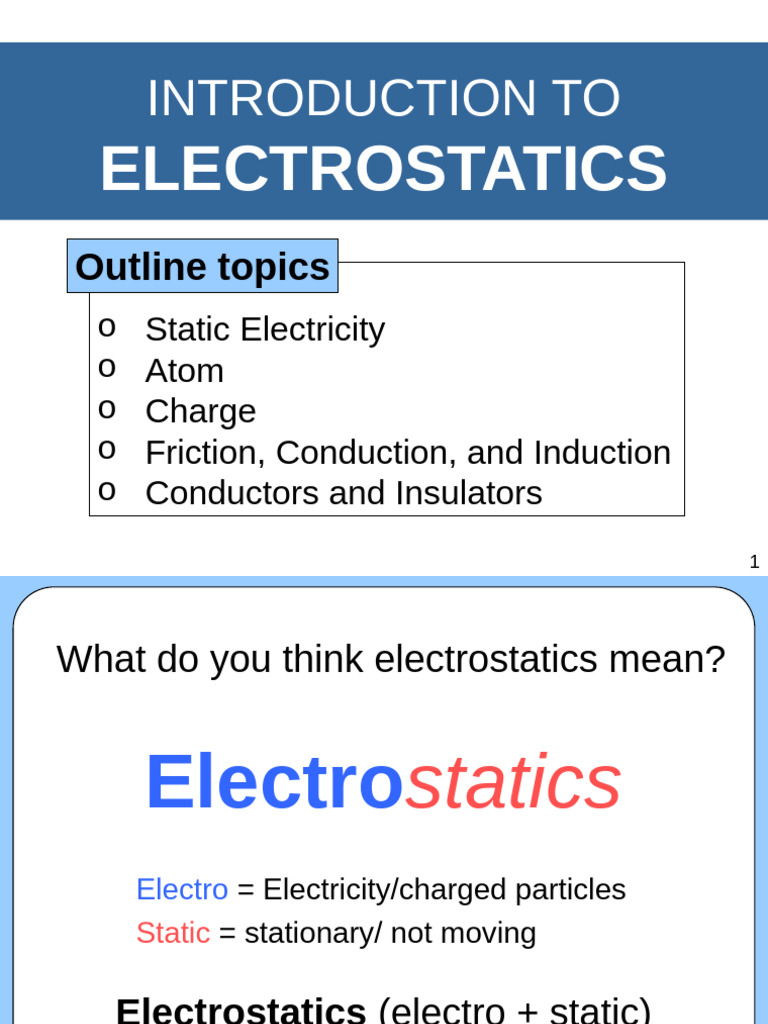 Introduction To: Electrostatics | PDF | Electric Charge | Atoms
