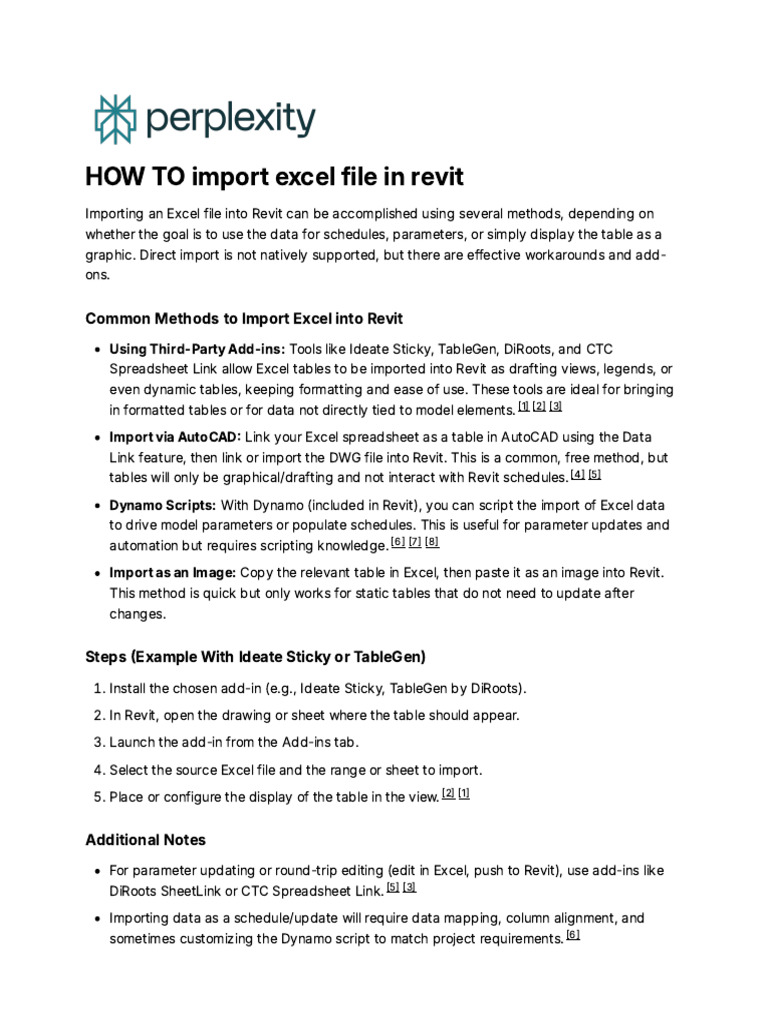 Importing Excel Data into Revit | PDF | Microsoft Excel | Autodesk Revit