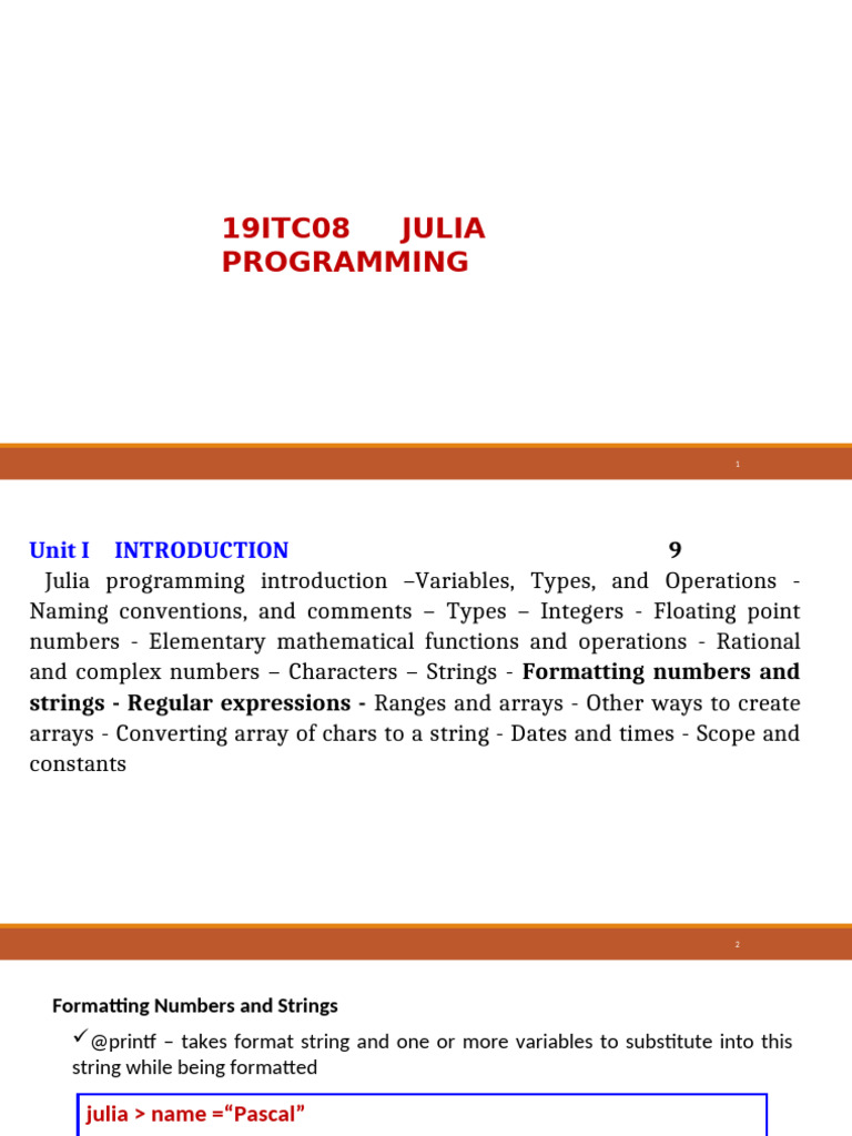 Julia Programming: Variables & Regex Basics | PDF | Regular Expression ...