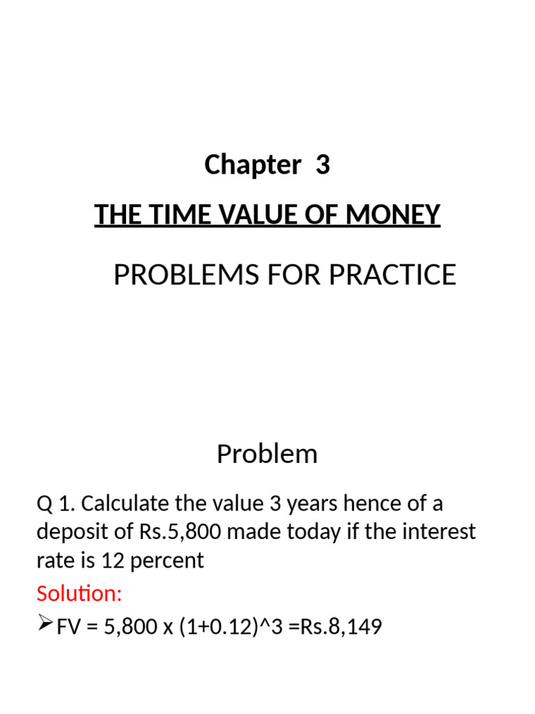 Time Value of Money Practice Problems | PDF | Interest | Present Value