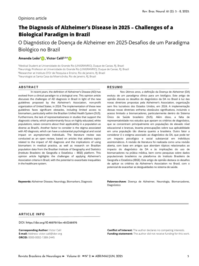 RBN+61+ (2) +1+ +the+Diagnosis+of+Alzheimer's+Disease+in+2025 | PDF ...
