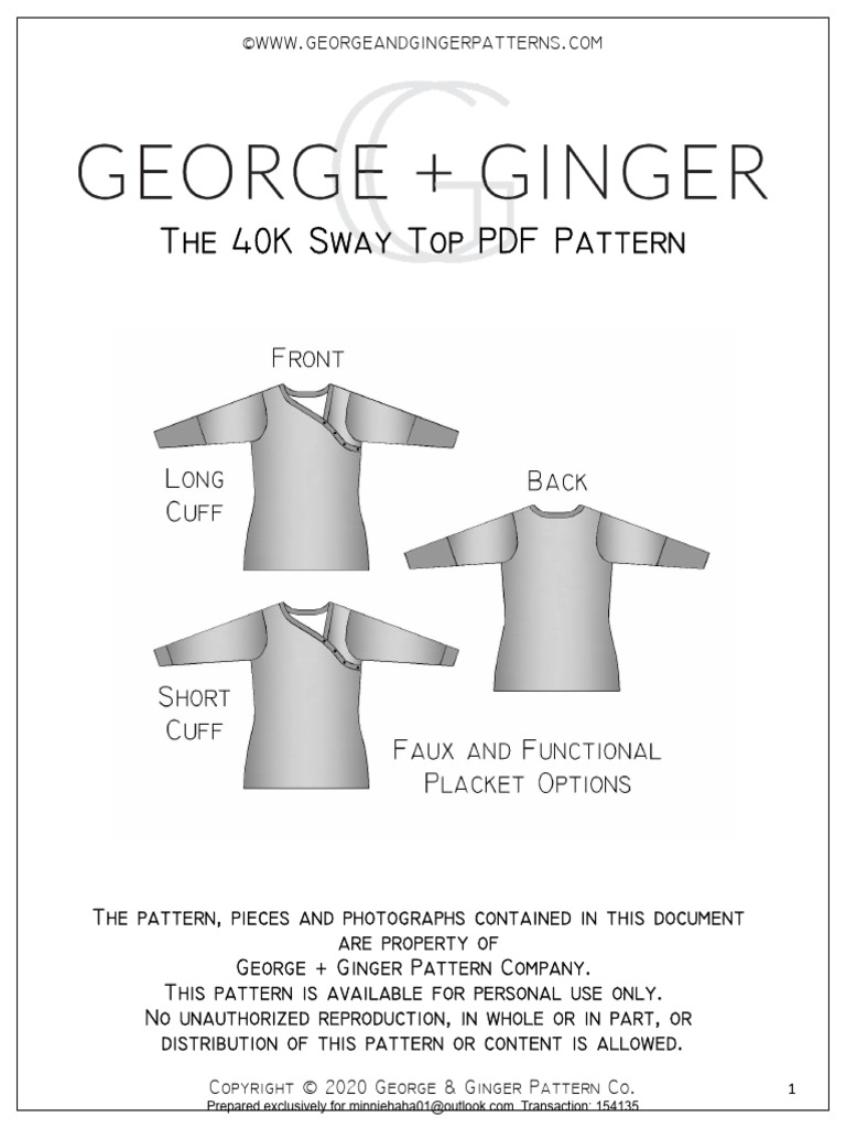 GG 40K Sway Top A4 International Pattern | PDF | Seam (Sewing) | Knitting