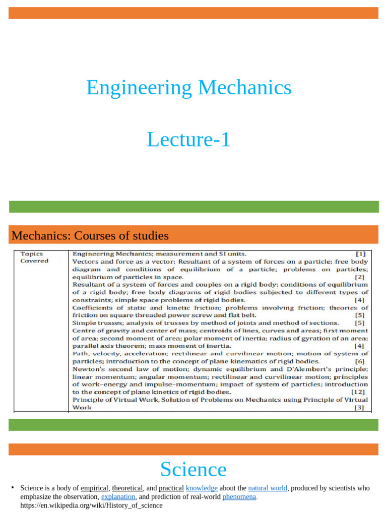 Engineering Mechanics Lecture 1 | PDF | Scientific Method | Science