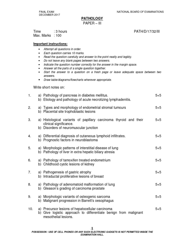 December 2017 Pathology Exam Paper | PDF | Pathology | Carcinoma