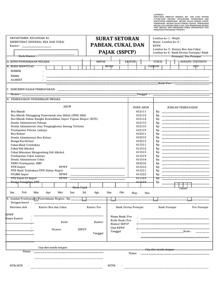 Surat Setoran Bea dan Cukai 2023 | PDF