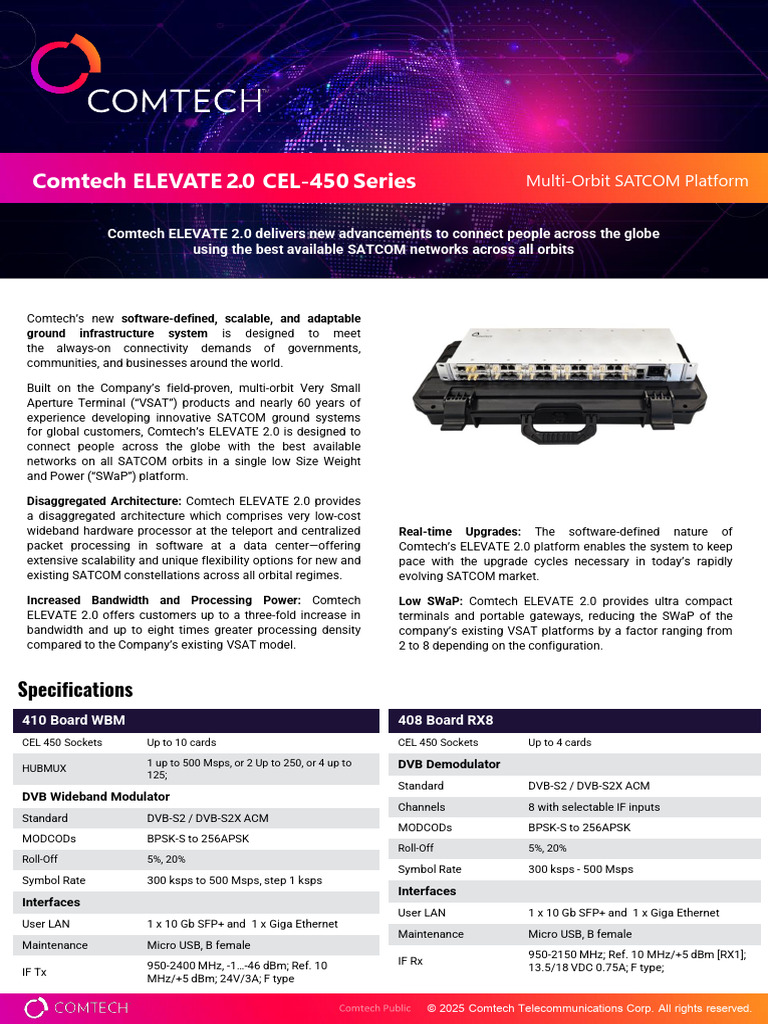 Comtech ELEVATE 2.0 SATCOM Platform | PDF | Network Protocols ...