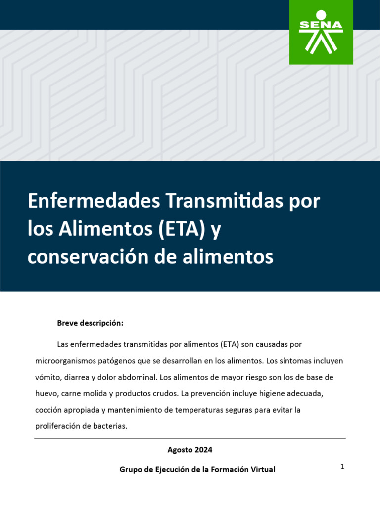 Enfermedades Transmitidas por Alimentos: Prevención y Conservación ...