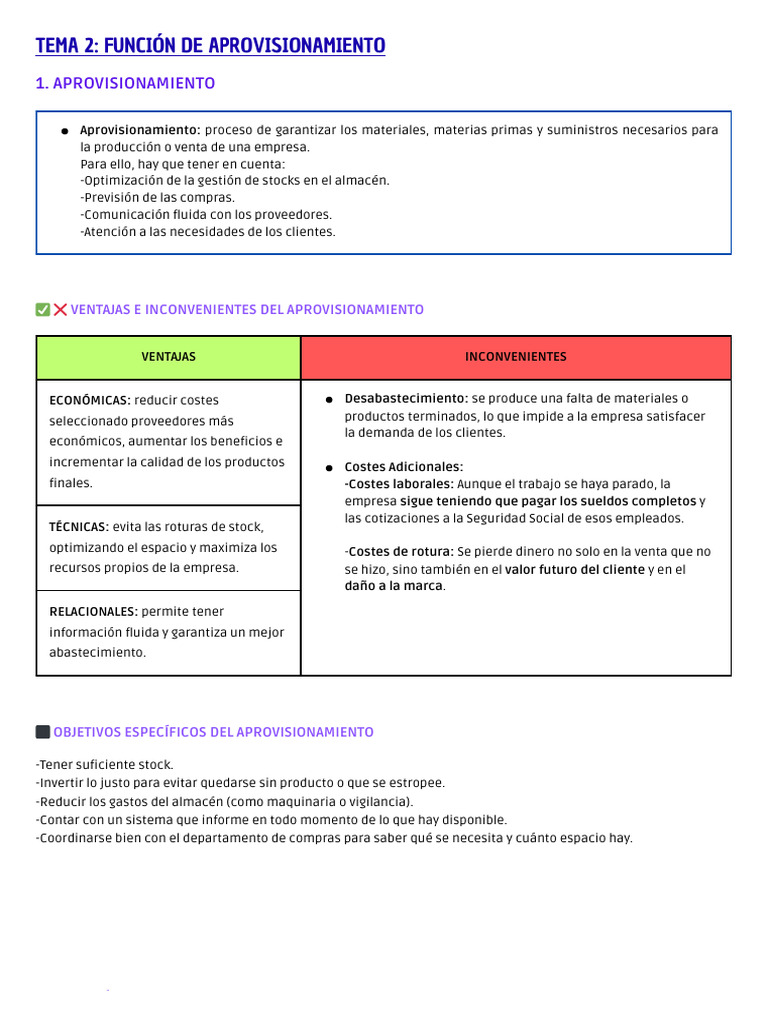 Tema 2 Función de Aprovisionamiento | PDF | Obtención | Business