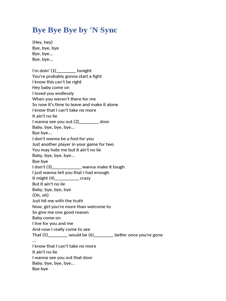 Bye Bye Bye by | PDF