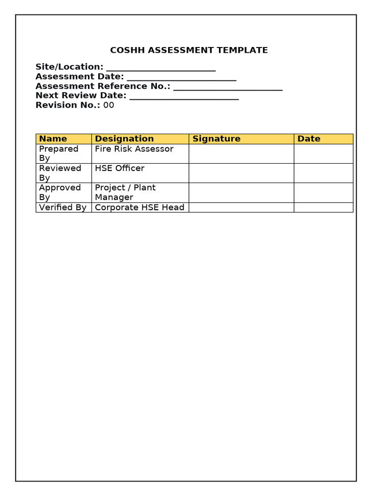 COSHH Assessment Template Guide | PDF | Toxicity | Risk