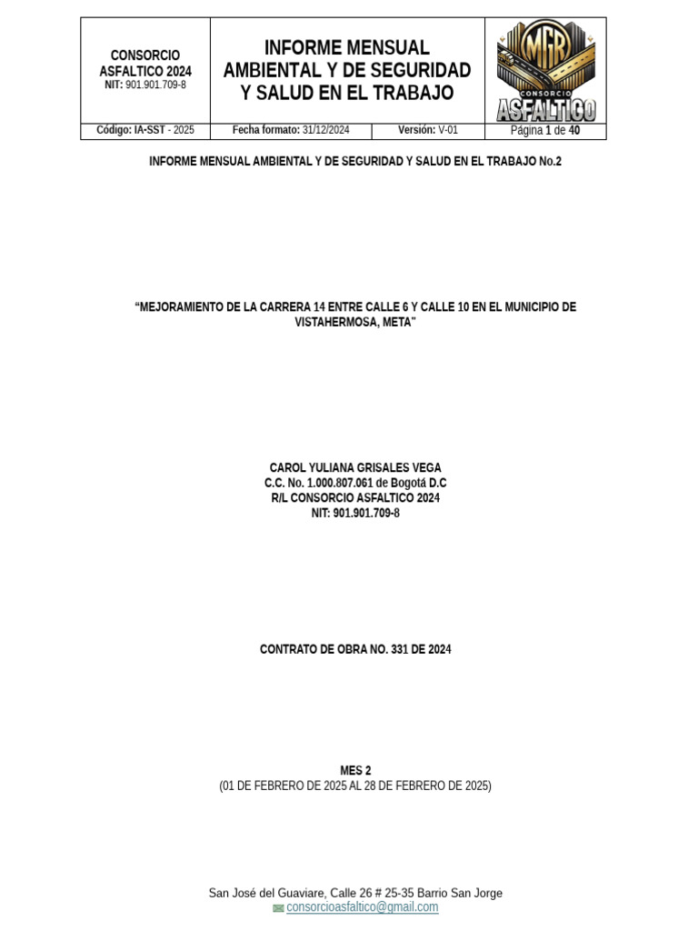 Informe Mensual de Seguridad y Salud 2024 | PDF | Seguridad y salud ...