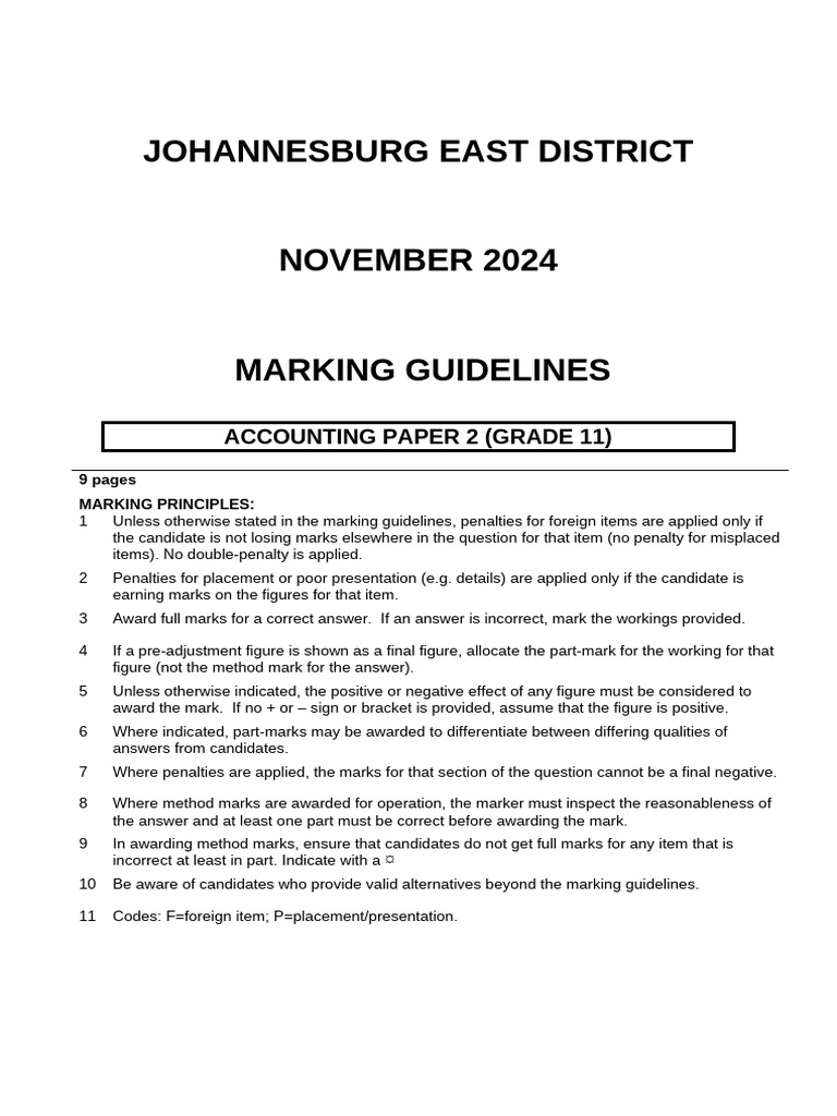 Grade 11 Accounting Marking Guidelines | PDF | Debits And Credits ...