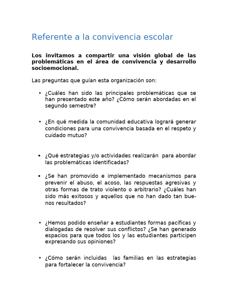 Estrategias para la Convivencia Escolar | PDF