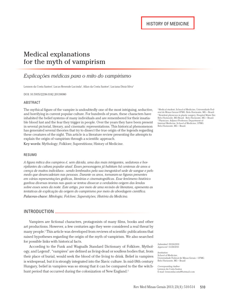 Medical Origins of Vampirism Myths | PDF | Vampires | Rabies