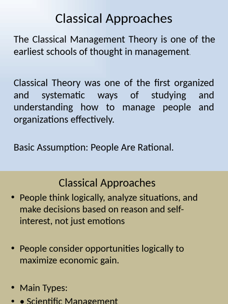 Overview of Classical Management Theories | PDF | Behavioural Sciences ...