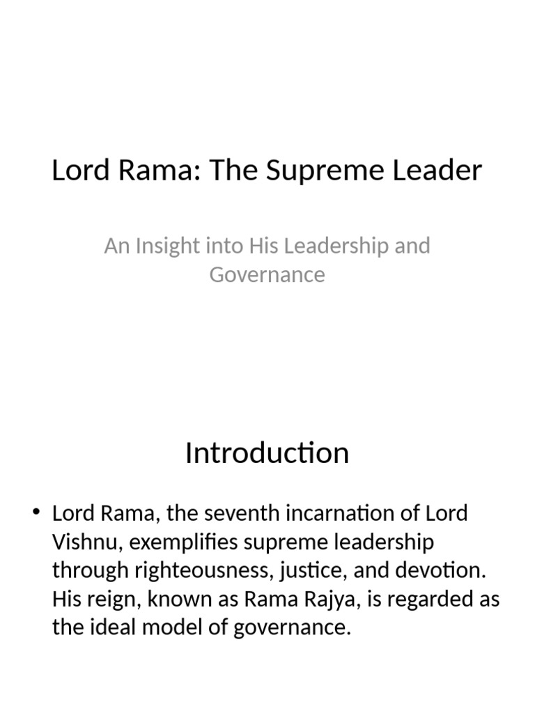 Lord Rama Supreme Leader | PDF