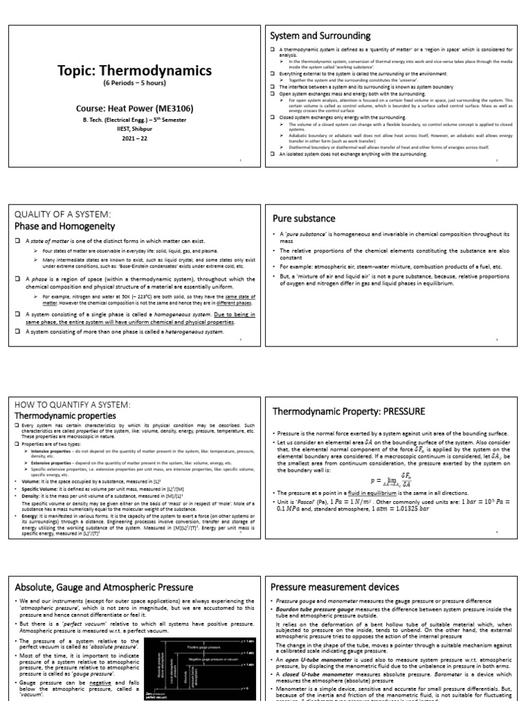 Thermodynamics 3 | PDF | Pressure Measurement | Temperature