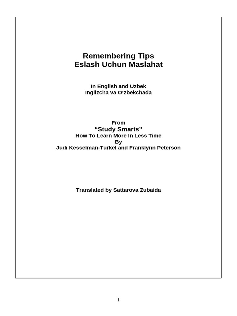 Effective Memory Techniques for Students | PDF